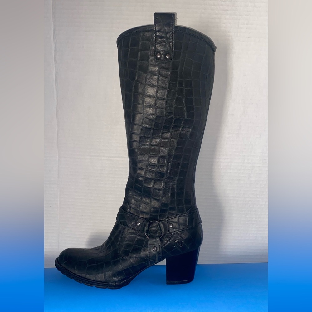 Born Black Textured Heeled Boots